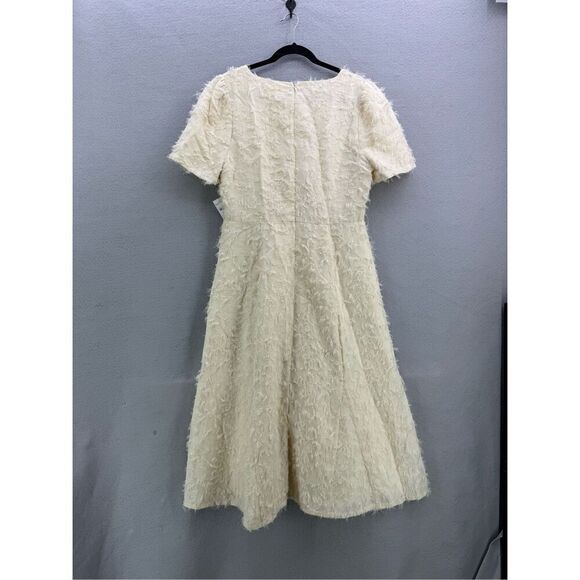 NWT Böhme Womens Cream Feather Sheer Short Sleeve Midi Dress Size Large - Picture 2 of 9